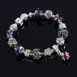 Women's Crystal/Silver Charm Bracelet